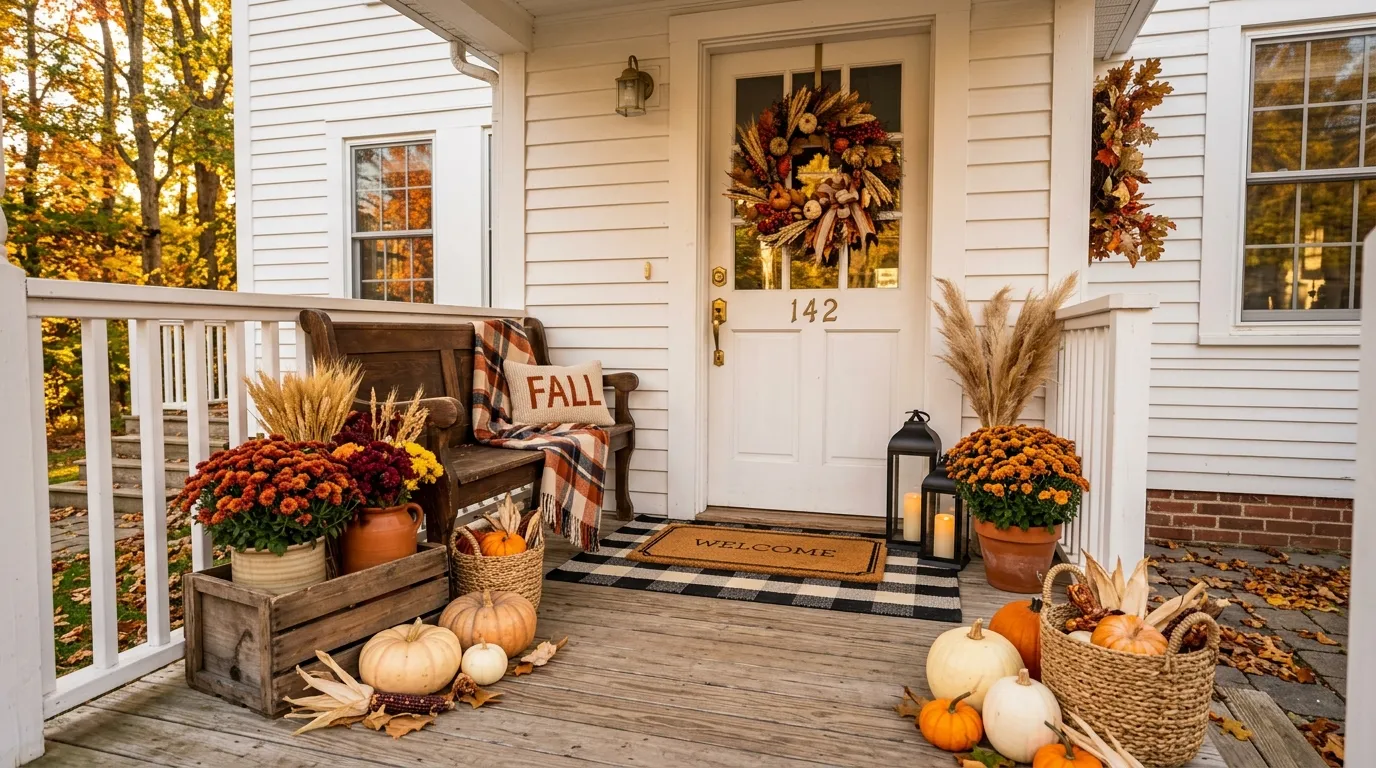 Small Front Porch Fall Decor Ideas